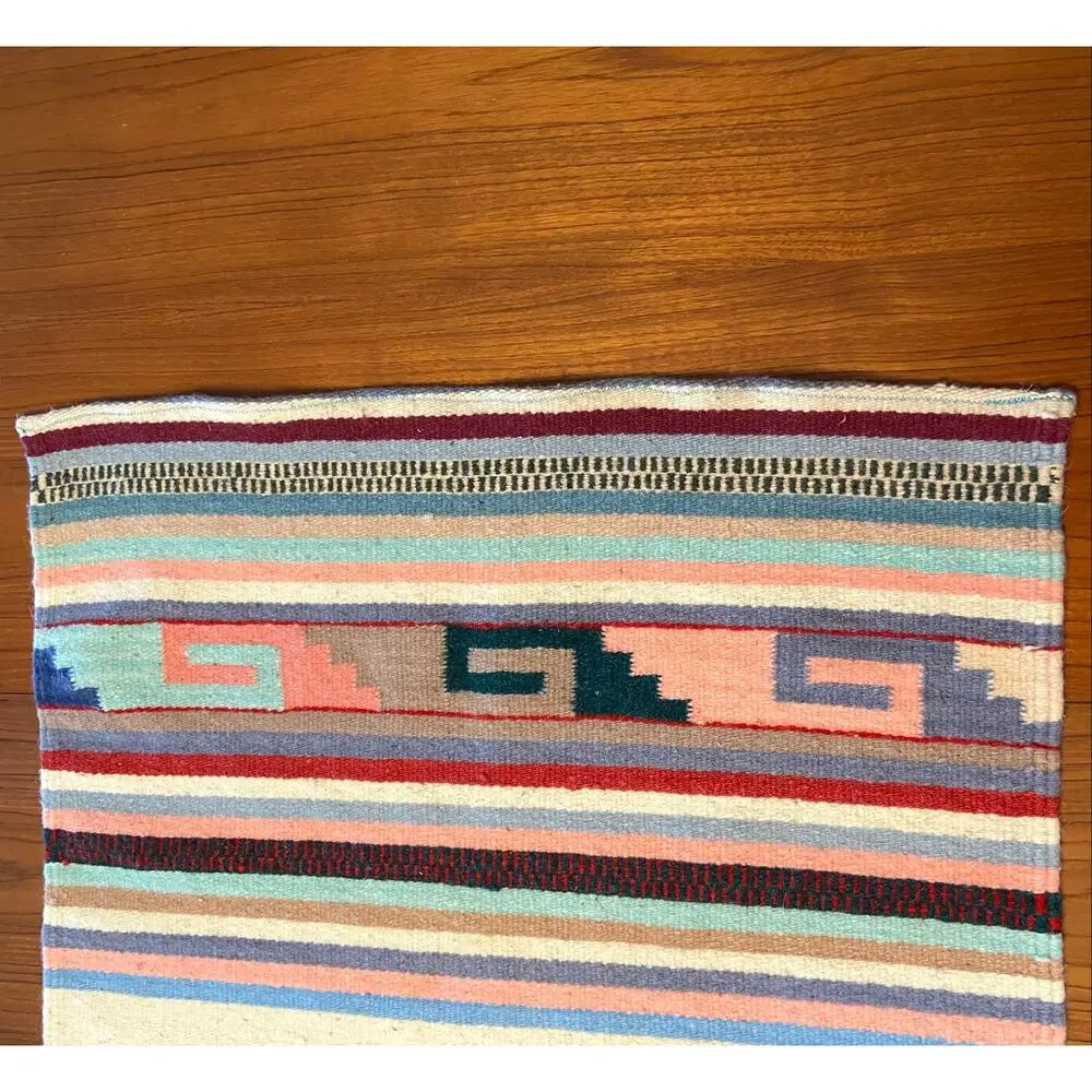 Vintage Southwestern Wool Rug Wall Hanging Tapestry Woven Aztec 58.5